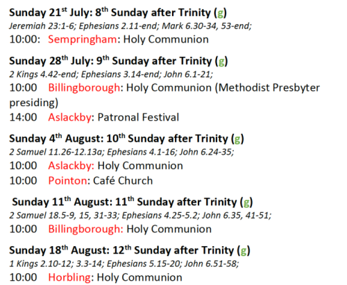 July  August Services