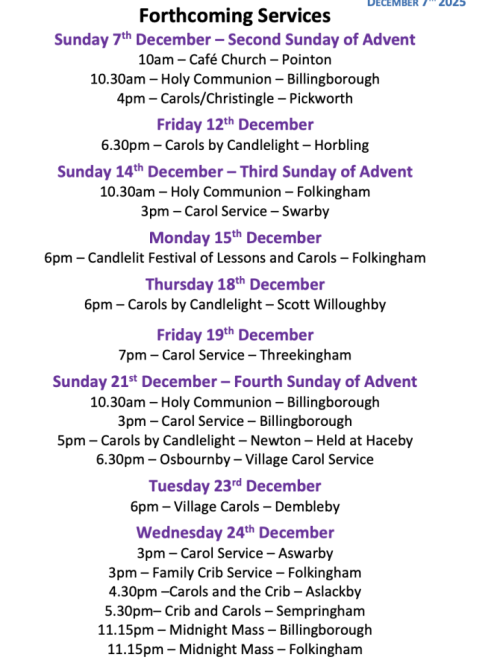 Forthcoming Services