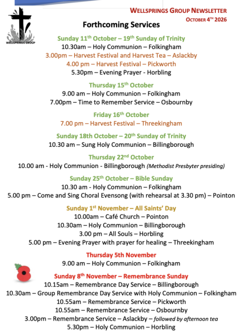 Forthcoming Services
