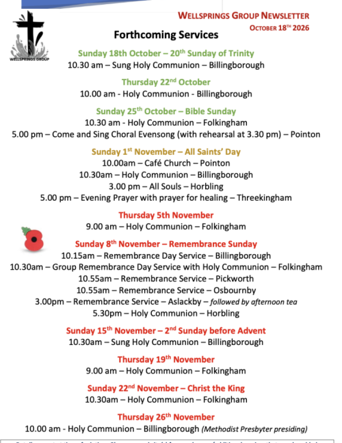 Forthcoming Services