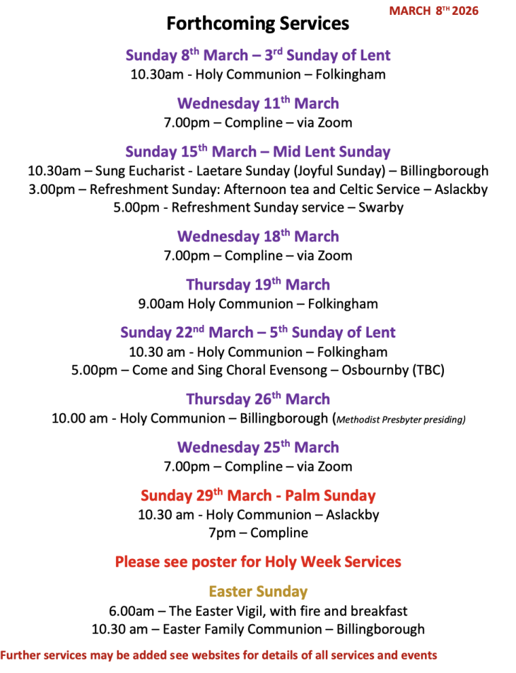 Forthcoming Services