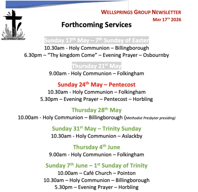 Forthcoming Services