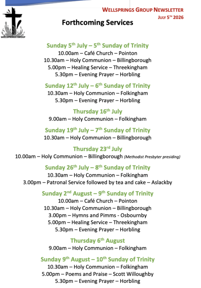 Forthcoming Services