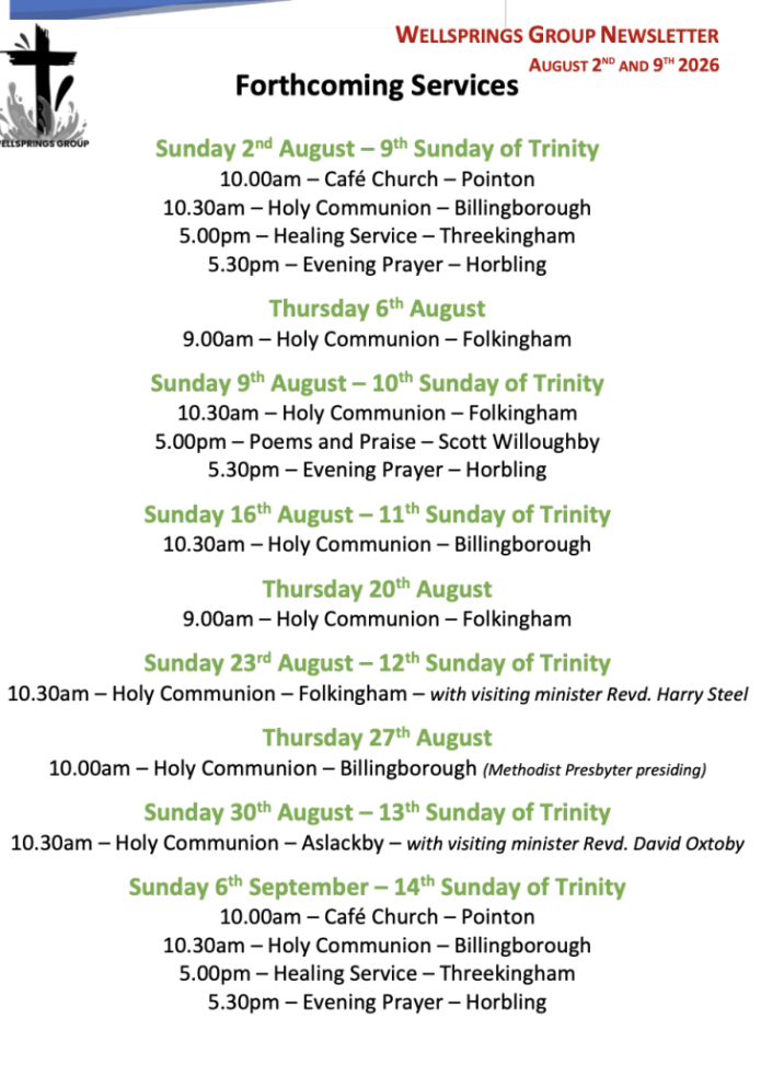 Forthcoming Services