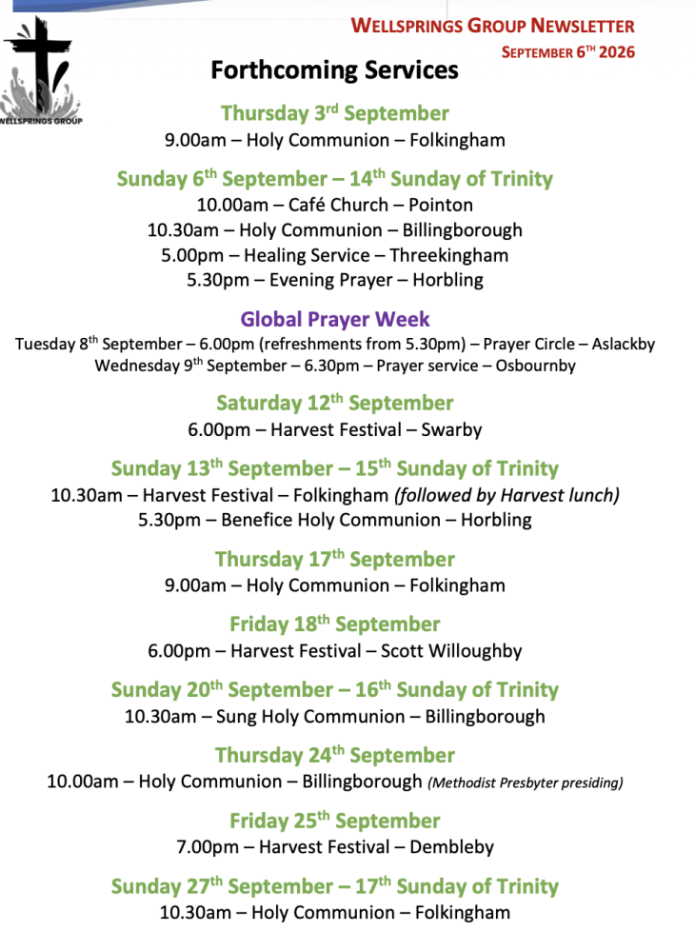 Forthcoming Services