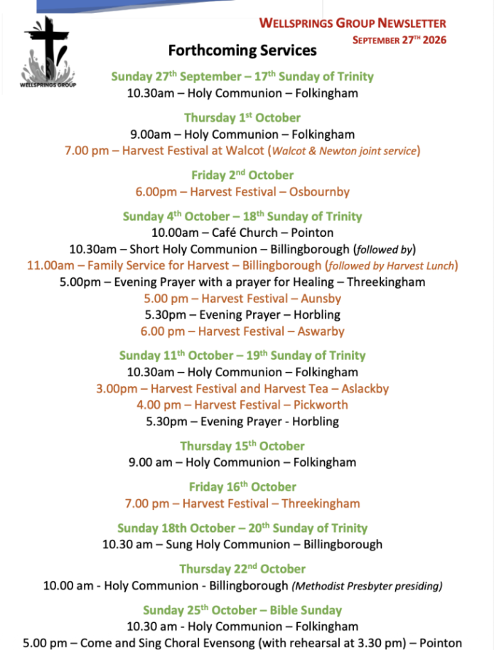 Forthcoming Services