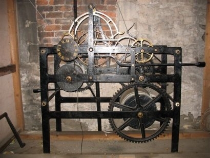 Clock mechanism inside tower