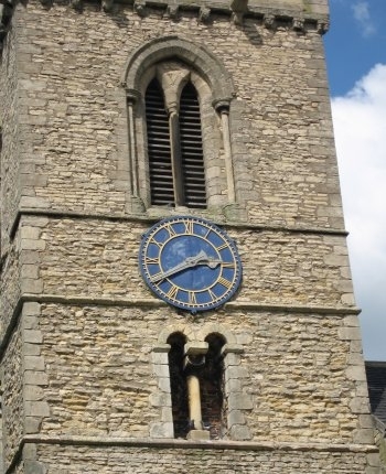 View of church clock face