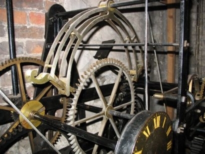 Close view of clock escapement