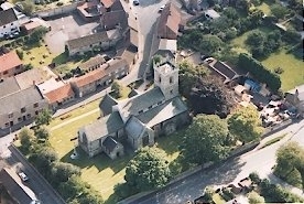 Aerial view of church looking south west